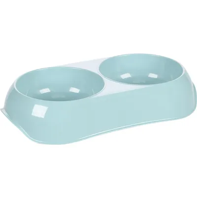 Gamelle double en plastique recyclé MUK 2 x 200 ml pour chien et chat.