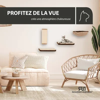 Rohrschneider Mur d'escalade pour chats composé de quatre parties