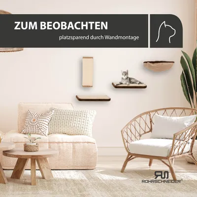 Rohrschneider Vierteilige Kletterwand für Katzen