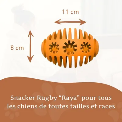 Wildfang® Jouet à mâcher rugby snacker "Raya" - 100% caoutchouc naturel