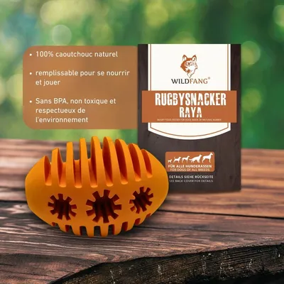 Wildfang® Jouet à mâcher rugby snacker "Raya" - 100% caoutchouc naturel