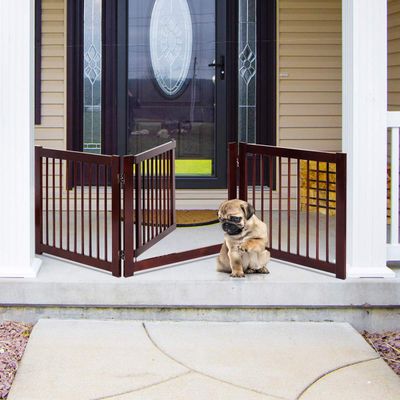 GIANTEX Faltbares Kiefernholz-Schutzgitter Für Treppen Und Hundeabsperrung