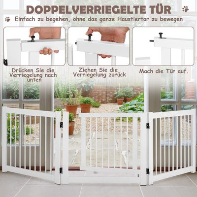 GIANTEX Faltbares Kiefernholz-Schutzgitter Für Treppen Und Hundeabsperrung