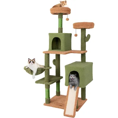 GIANTEX Arbre à Chat 2 en 1 avec Meuble Litière pour Chat, Condo