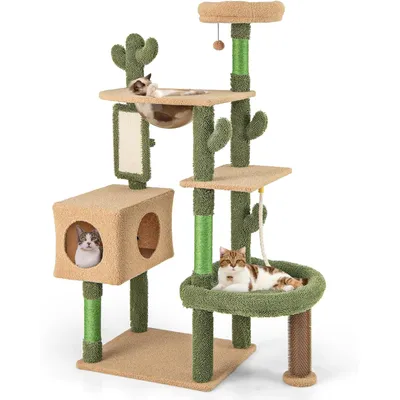 GIANTEX Arbre à Chat Design 150cm, Arbre a Chat en Forme de Cactus Vert GIANTEX Arbre à Chat Design 150cm, Arbre a Chat en Forme de Cactus Vert