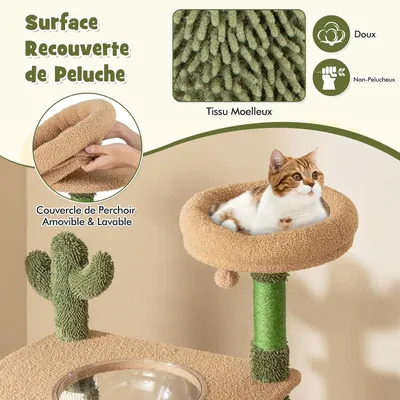 GIANTEX Arbre à Chat Design 150cm, Arbre a Chat en Forme de Cactus Vert