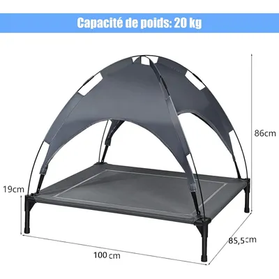 Giantex Lit pour Chien avec Auvent Amovible,Couchette en Textilène Giantex Lit pour Chien avec Auvent Amovible,Couchette en Textilène