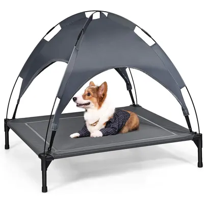 Giantex Lit pour Chien avec Auvent Amovible,Couchette en Textilène