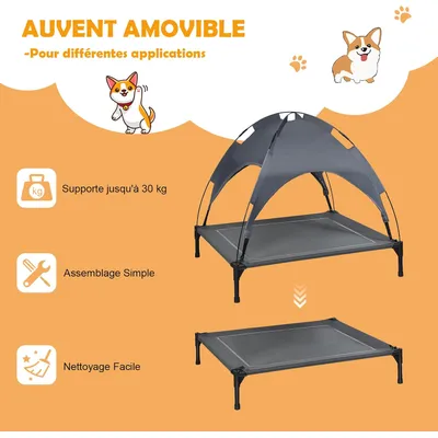 Giantex Lit pour Chien avec Auvent Amovible,Couchette en Textilène