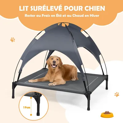 Giantex Lit pour Chien avec Auvent Amovible,Couchette en Textilène