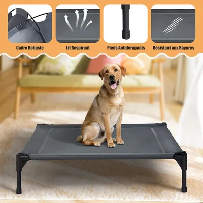 Giantex Lit pour Chien avec Auvent Amovible,Couchette en Textilène