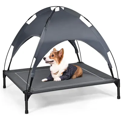 Giantex Lit pour Chien ,Couchette en Textilène,Cadre en Acier pour Jardin