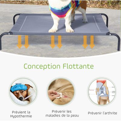 Giantex Lit pour Chien ,Couchette en Textilène,Cadre en Acier pour Jardin