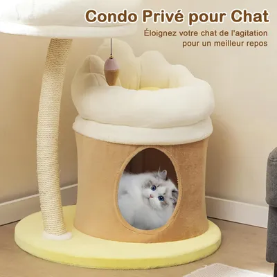 GIANTEX Arbre à Chat 83cm Design Fleur - Condo Confortable - Griffoir