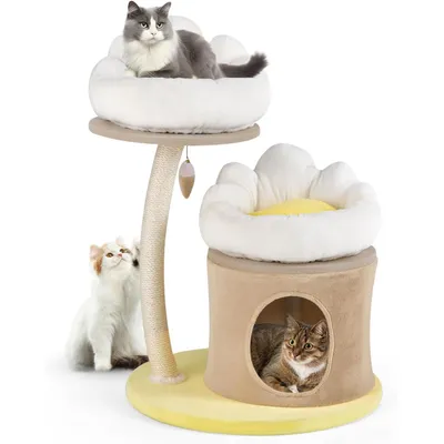 GIANTEX Arbre à Chat 83cm Design Fleur - Condo Confortable - Griffoir
