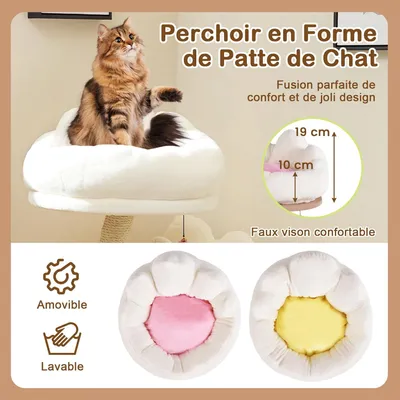 GIANTEX Arbre à Chat 83cm Design Fleur - Condo Confortable - Griffoir