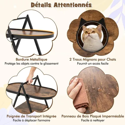 GIANTEX Niche pour Chat en Forme A, Meuble 2 en 1 pour Chat，Marron Rustique