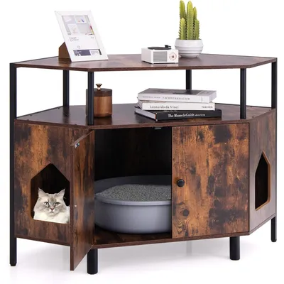 Giantex Maison de Toilette pour Chat, Meuble Litière pour Chats Giantex Maison de Toilette pour Chat, Meuble Litière pour Chats