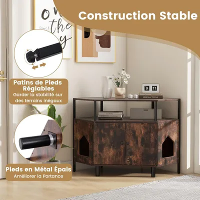 Giantex Maison de Toilette pour Chat, Meuble Litière pour Chats