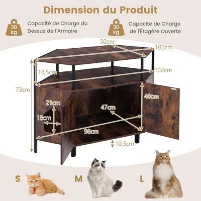 Giantex Maison de Toilette pour Chat, Meuble Litière pour Chats