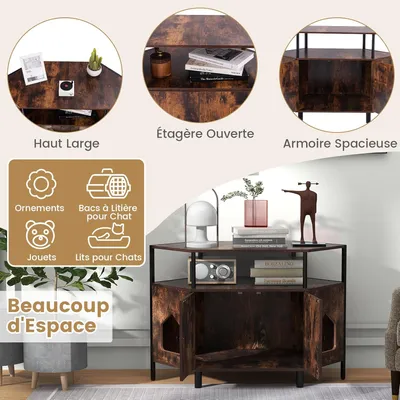 Giantex Maison de Toilette pour Chat, Meuble Litière pour Chats