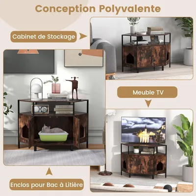 Giantex Maison de Toilette pour Chat, Meuble Litière pour Chats