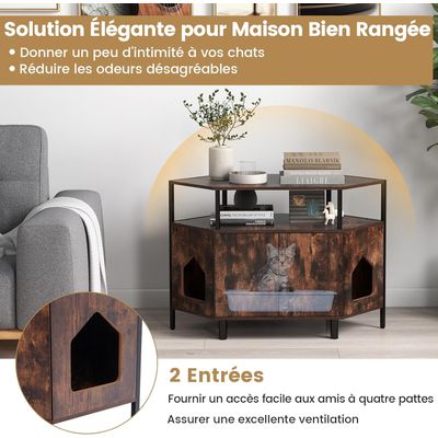 Giantex Maison de Toilette pour Chat, Meuble Litière pour Chats