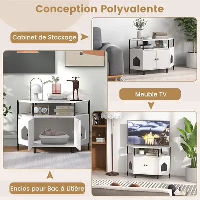Giantex Maison de Toilette pour Chat, Meuble Litière pour Chats