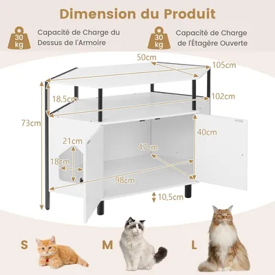 Giantex Maison de Toilette pour Chat, Meuble Litière pour Chats