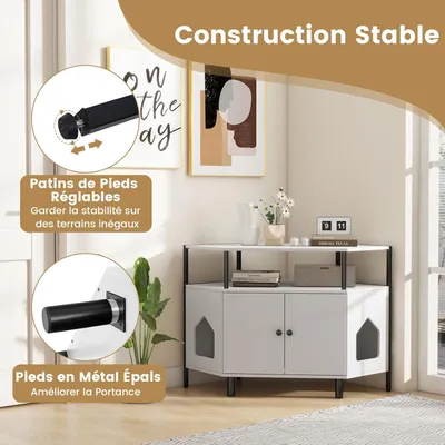 Giantex Maison de Toilette pour Chat, Meuble Litière pour Chats