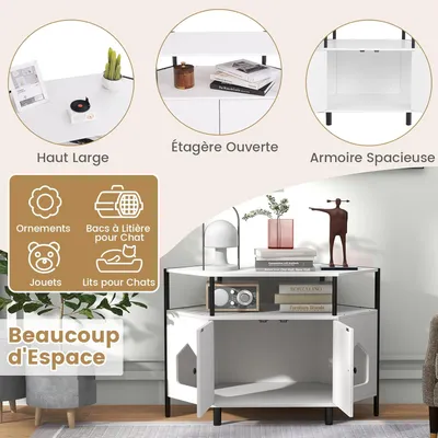 Giantex Maison de Toilette pour Chat, Meuble Litière pour Chats