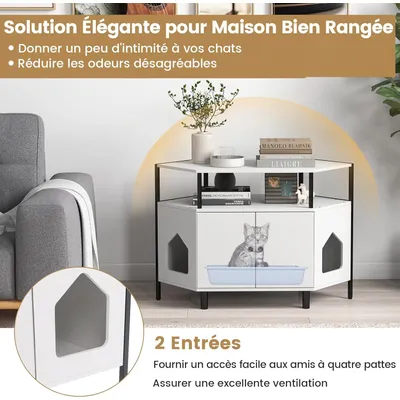 Giantex Maison de Toilette pour Chat, Meuble Litière pour Chats
