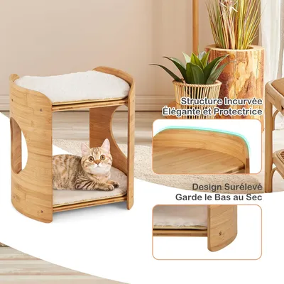 GIANTEX Maison pour Chat à 2 Étages, Niche pour Chat avec Lits Doubles