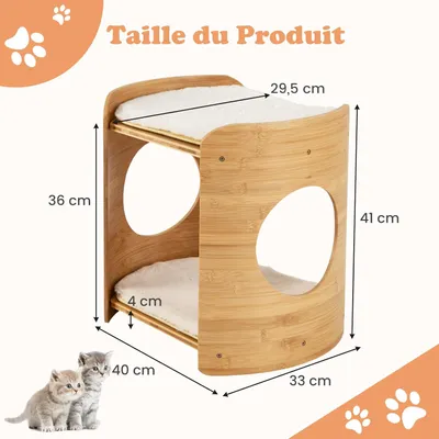 GIANTEX Maison pour Chat à 2 Étages, Niche pour Chat avec Lits Doubles