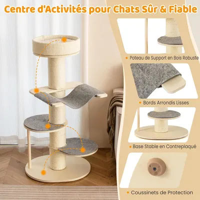 GIANTEX Arbre à Chat Multi-Niveaux 120cm - Griffoirs en Sisal