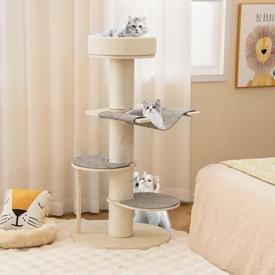 GIANTEX Arbre à Chat Multi-Niveaux 120cm - Griffoirs en Sisal