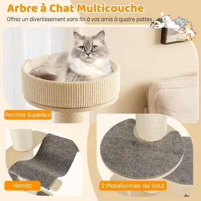 GIANTEX Arbre à Chat Multi-Niveaux 120cm - Griffoirs en Sisal