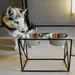 Bagane Set de 2 gamelles surélevées en acier, socle design métal noir Yumi