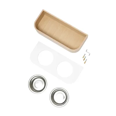 Bagane Set de 2 gamelles surélevées en acier, socle design métal blanc Arum Bagane Set de 2 gamelles surélevées en acier, socle design métal blanc Arum