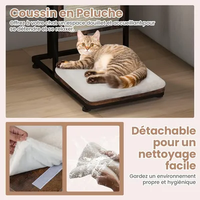GIANTEX Table d'Appoint avec Griffoir pour Chat - Coussin Amovible