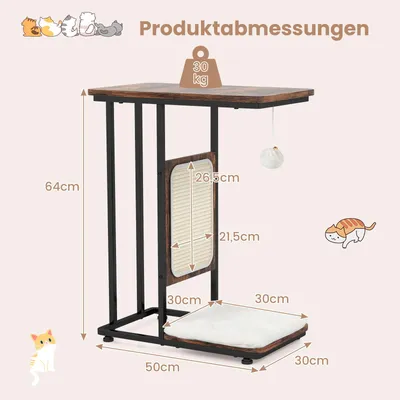 GIANTEX Beistelltisch Mit Kratzfläche Für Katzen – Abnehmbares Kissen GIANTEX Beistelltisch Mit Kratzfläche Für Katzen – Abnehmbares Kissen