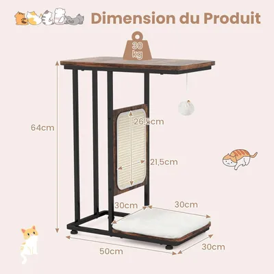 GIANTEX Table d'Appoint avec Griffoir pour Chat - Coussin Amovible