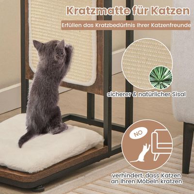 GIANTEX Beistelltisch Mit Kratzfläche Für Katzen – Abnehmbares Kissen