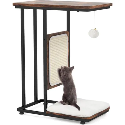 GIANTEX Table d'Appoint avec Griffoir pour Chat - Coussin Amovible