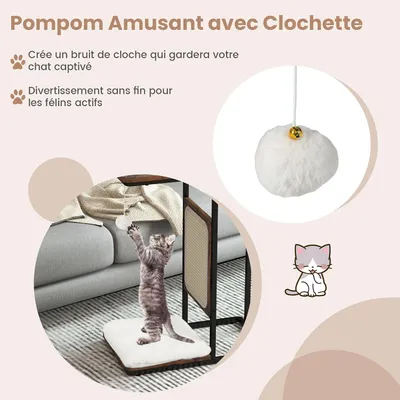 GIANTEX Table d'Appoint avec Griffoir pour Chat - Coussin Amovible