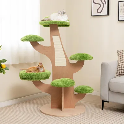 GIANTEX Arbre à Chat 128 CM - Lit, Perche, Plateforme - Griffoir en Sisal