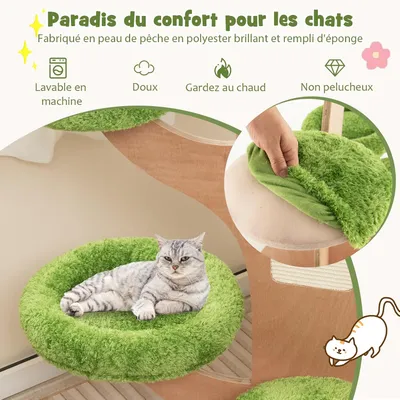 GIANTEX Arbre à Chat 128 CM - Lit, Perche, Plateforme - Griffoir en Sisal