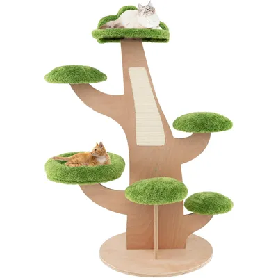 GIANTEX Arbre à Chat 128 CM - Lit, Perche, Plateforme - Griffoir en Sisal