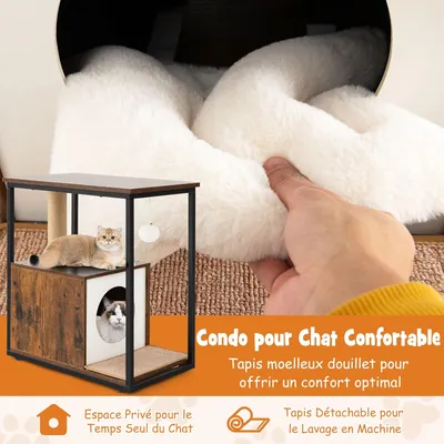 GIANTEX Table d'Appoint pour Chat - Armoire avec Cabane