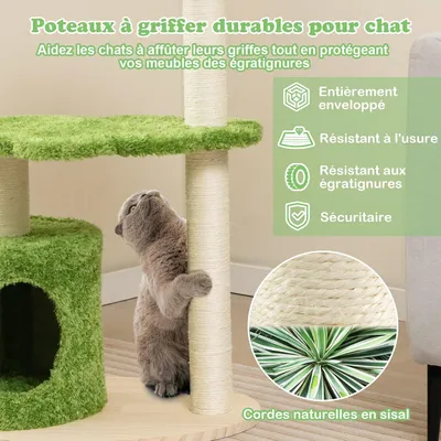GIANTEX Arbre à Chat 97 CM - Condo, Perche, Plateforme - Griffoir en Sisal